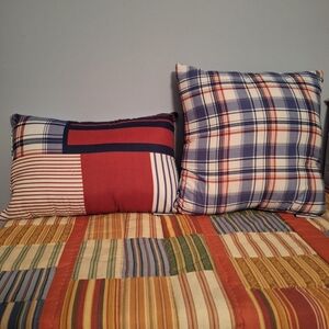 Home Accents 'turnstyles' Plaid and Striped Pillow Set Red White Blue